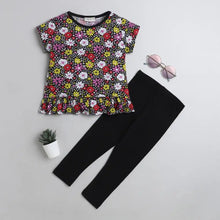 Load image into Gallery viewer, CrayonFlakes Soft and comfortable Floral with Bottom Frill Leggings Set