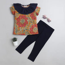 Load image into Gallery viewer, CrayonFlakes Soft and comfortable Floral Neck Frill Leggings Set