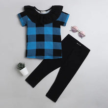 Load image into Gallery viewer, CrayonFlakes Soft and comfortable Checkered Neck Frill Leggings Set