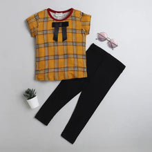 Load image into Gallery viewer, CrayonFlakes Soft and comfortable Checkered with Bow Leggings Set