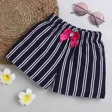 Load image into Gallery viewer, CrayonFlakes Soft and comfortable Striped Printed with Bow Short
