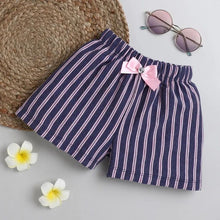 Load image into Gallery viewer, CrayonFlakes Soft and comfortable Striped Printed with Bow Short