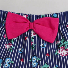 Load image into Gallery viewer, CrayonFlakes Soft and comfortable Flowers with Stripes Printed Short