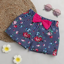 Load image into Gallery viewer, CrayonFlakes Soft and comfortable Flowers with Stripes Printed Short