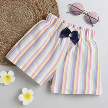 Load image into Gallery viewer, CrayonFlakes Soft and comfortable Striped Printed with Bow Short
