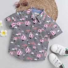 Load image into Gallery viewer, CrayonFlakes Soft and comfortable Air Balloon Printed Shirt - Grey
