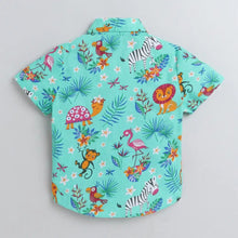 Load image into Gallery viewer, CrayonFlakes Soft and comfortable Jungle Printed Shirt - Sea Green