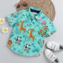 Load image into Gallery viewer, CrayonFlakes Soft and comfortable Jungle Printed Shirt - Sea Green