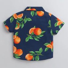 Load image into Gallery viewer, CrayonFlakes Soft and comfortable Oranges Printed Shirt - Navy