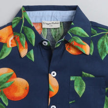 Load image into Gallery viewer, CrayonFlakes Soft and comfortable Oranges Printed Shirt - Navy