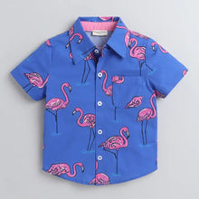 Load image into Gallery viewer, CrayonFlakes Soft and comfortable Flamingo Printed Shirt - Blue