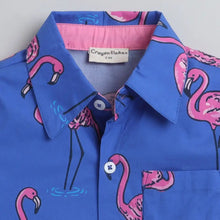 Load image into Gallery viewer, CrayonFlakes Soft and comfortable Flamingo Printed Shirt - Blue