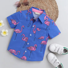 Load image into Gallery viewer, CrayonFlakes Soft and comfortable Flamingo Printed Shirt - Blue