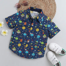 Load image into Gallery viewer, CrayonFlakes Soft and comfortable Universe Printed Shirt - Navy