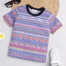 Load image into Gallery viewer, CrayonFlakes Soft and comfortable Jacquard Print Striped Tshirt