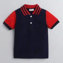 Load image into Gallery viewer, CrayonFlakes Soft and comfortable Solid Polo Collar Tshirt - Navy