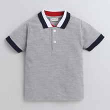 Load image into Gallery viewer, CrayonFlakes Soft and comfortable Solid Polo Collar Tshirt - Grey