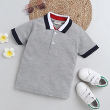 Load image into Gallery viewer, CrayonFlakes Soft and comfortable Solid Polo Collar Tshirt - Grey