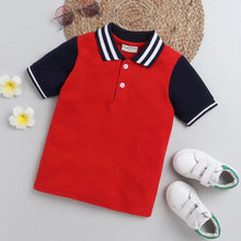 Load image into Gallery viewer, CrayonFlakes Soft and comfortable Solid Polo Collar Tshirt - Red