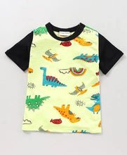 Load image into Gallery viewer, CrayonFlakes Soft and comfortable Dinosaur Printed Tshirt - Green