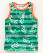 Load image into Gallery viewer, CrayonFlakes Soft and comfortable Dinosaur Striped Tshirt - Green