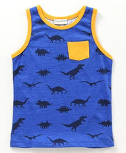 Load image into Gallery viewer, CrayonFlakes Soft and comfortable Dinosaur Printed Tshirt - Blue
