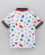Load image into Gallery viewer, Blocks Printed Polo T-shirt - Offwhite