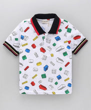 Load image into Gallery viewer, Blocks Printed Polo T-shirt - Offwhite