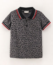 Load image into Gallery viewer, Animal Print Polo T-shirt - Grey