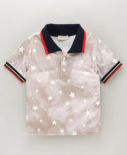 Load image into Gallery viewer, Star Printed Polo T-shirt - Beige
