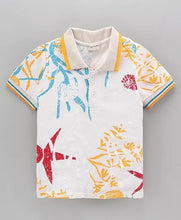 Load image into Gallery viewer, Floral Printed Polo T-shirt - Offwhite