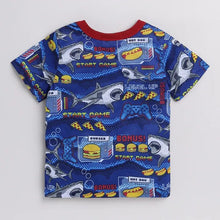 Load image into Gallery viewer, CrayonFlakes Soft and comfortable Ocean with Whales Tshirt - Blue