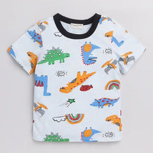 Load image into Gallery viewer, CrayonFlakes Soft and comfortable Dinosaur World Tshirt - Blue