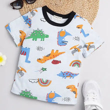 Load image into Gallery viewer, CrayonFlakes Soft and comfortable Dinosaur World Tshirt - Blue