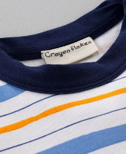 Load image into Gallery viewer, CrayonFlakes Soft and comfortable Striped Printed Tshirt - Offwhite