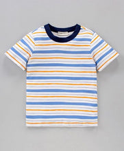 Load image into Gallery viewer, CrayonFlakes Soft and comfortable Striped Printed Tshirt - Offwhite