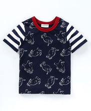 Load image into Gallery viewer, CrayonFlakes Soft and comfortable Jungle Printed Tshirt - Navy