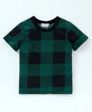 Load image into Gallery viewer, CrayonFlakes Soft and comfortable Checkered Printed Tshirt - Green