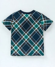 Load image into Gallery viewer, CrayonFlakes Soft and comfortable Checkered Printed Tshirt - Navy
