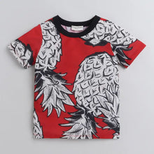 Load image into Gallery viewer, CrayonFlakes Soft and comfortable Pineapple Printed Tshirt - Red