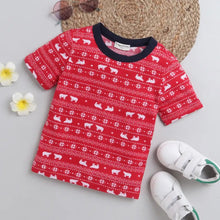 Load image into Gallery viewer, CrayonFlakes Soft and comfortable Jacquard Printed Tshirt - Red