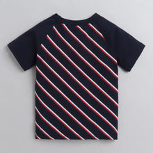 Load image into Gallery viewer, CrayonFlakes Soft and comfortable Striped Printed Tshirt - Navy