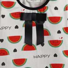 Load image into Gallery viewer, CrayonFlakes Soft and comfortable Watermelon Printed Bow Top