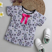 Load image into Gallery viewer, CrayonFlakes Soft and comfortable Mermaid Printed Bow Top
