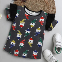 Load image into Gallery viewer, CrayonFlakes Soft and comfortable Bear Printed Sleeves Frill Top