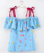 Load image into Gallery viewer, CrayonFlakes Soft and comfortable Strap Cold Shoulder Beach Printed Top