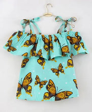 Load image into Gallery viewer, CrayonFlakes Soft and comfortable Strap Cold Shoulder Butterfly Printed Top