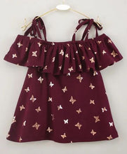 Load image into Gallery viewer, CrayonFlakes Soft and comfortable Strap Cold Shoulder Butterfly Printed Top