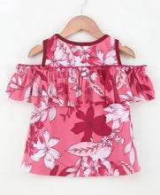 Load image into Gallery viewer, CrayonFlakes Soft and comfortable Cold Shoulder Frock Style Floral Printed Top
