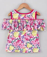 Load image into Gallery viewer, CrayonFlakes Soft and comfortable Cold Shoulder Frock Style Floral Printed Top